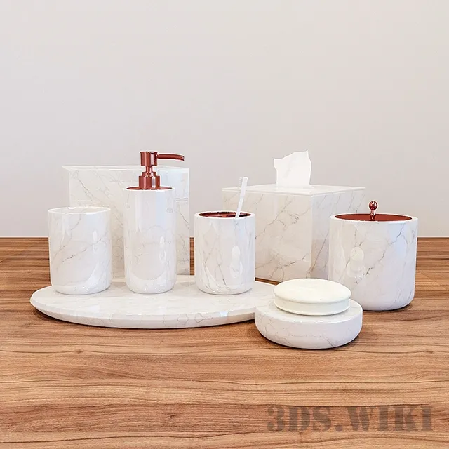 bathroom – PIETRA ACCESSORIES marble decorative set 3D Model