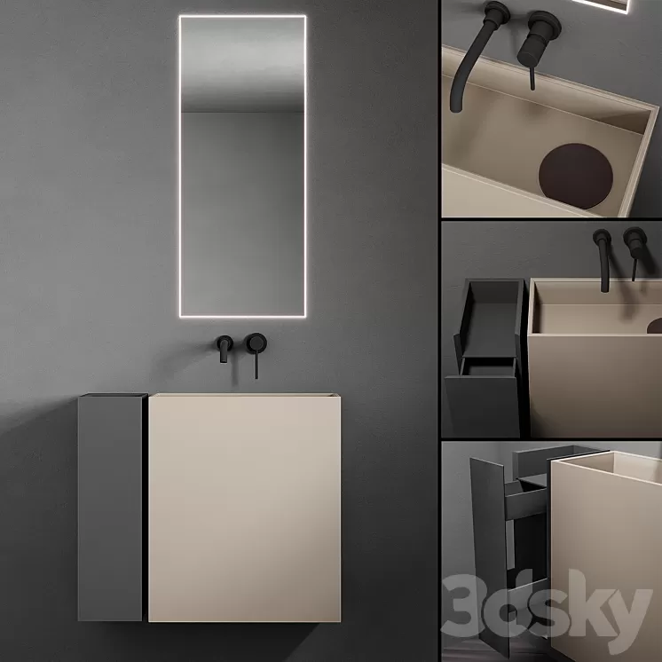 Bathroom set Code Mono 3D Model Bathroom set Code Mono 3D Model
