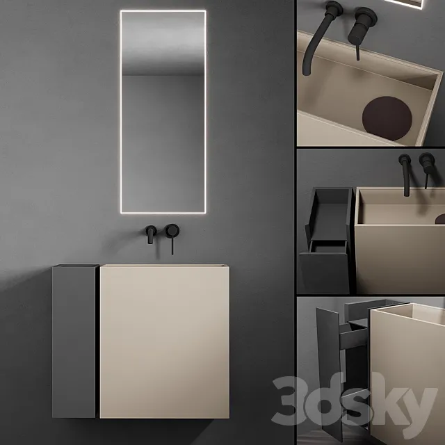 Bathroom set Code Mono 3DModel Bathroom set Code Mono 3DModel