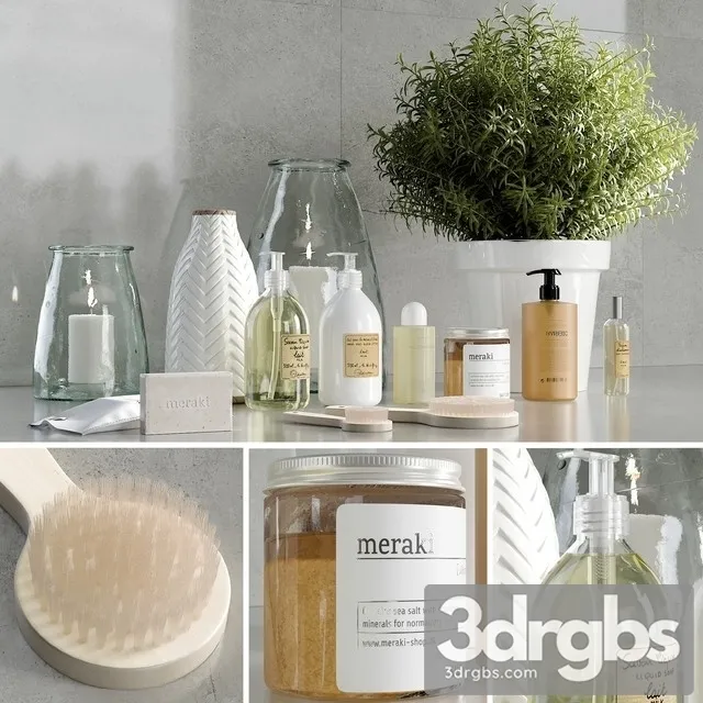 Bathroom Set Decor 1 3D Model Download