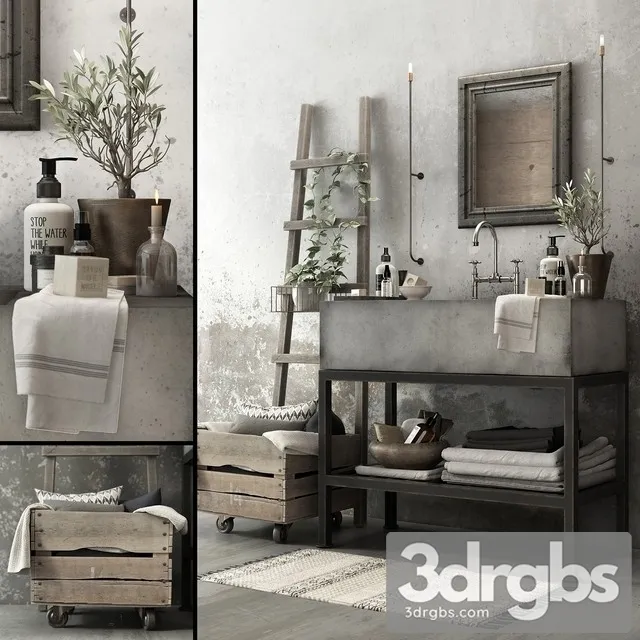 Bathroom Set Decor 2 3D Model Download