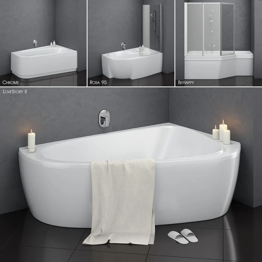 bathroom – Set of asymmetric baths Ravak set 14 3D Model