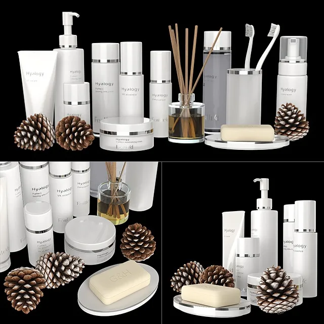 bathroom – Set of white cosmetics 3D Model