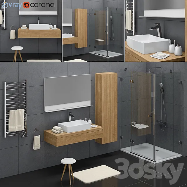 Bathroom set Ravak Formy set 02 3DModel Bathroom set Ravak Formy set 02 3DModel