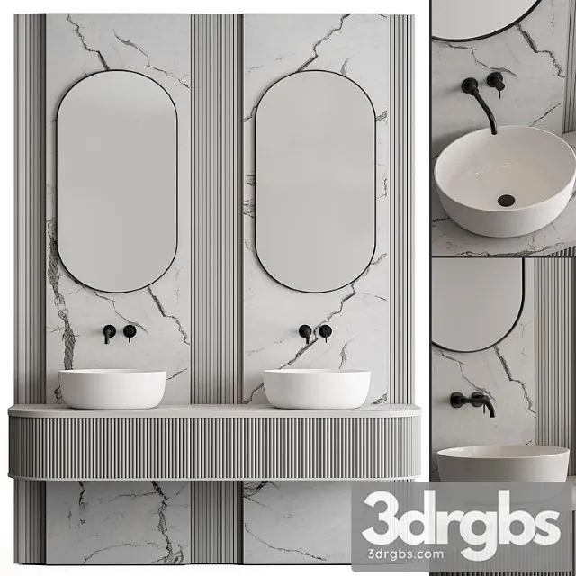 Bathroom set stone wall – set 47 3D Model Download