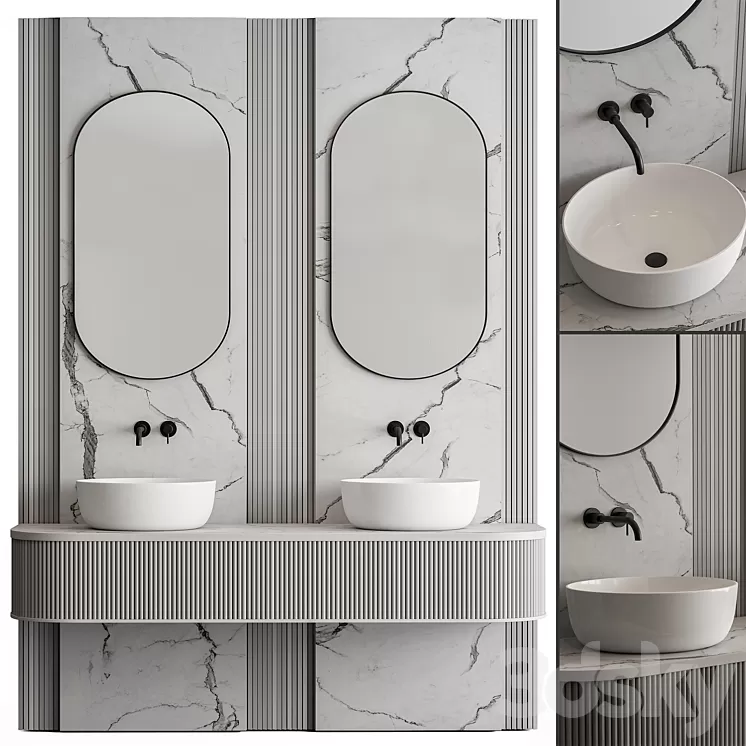 Bathroom Set Stone Wall – Set 47 3D Model Free Download