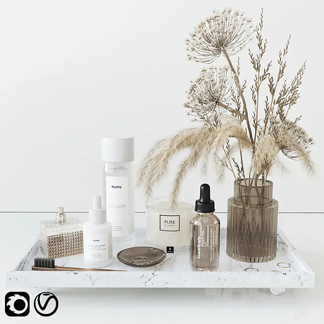 Bathroom set with heracleum 3D Model