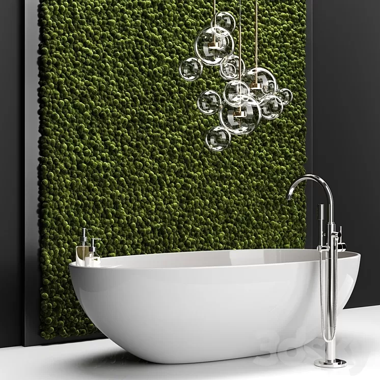 Bathroom set with moss 3D Model