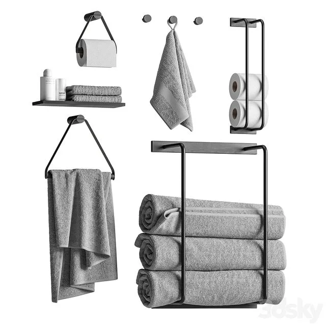 Bathroom (set with towels) 3D Model