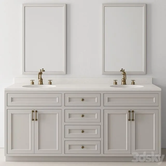 Bathroom Set Wood and Marble – Set 24 3D Model Bathroom Set Wood and Marble – Set 24 3D Model