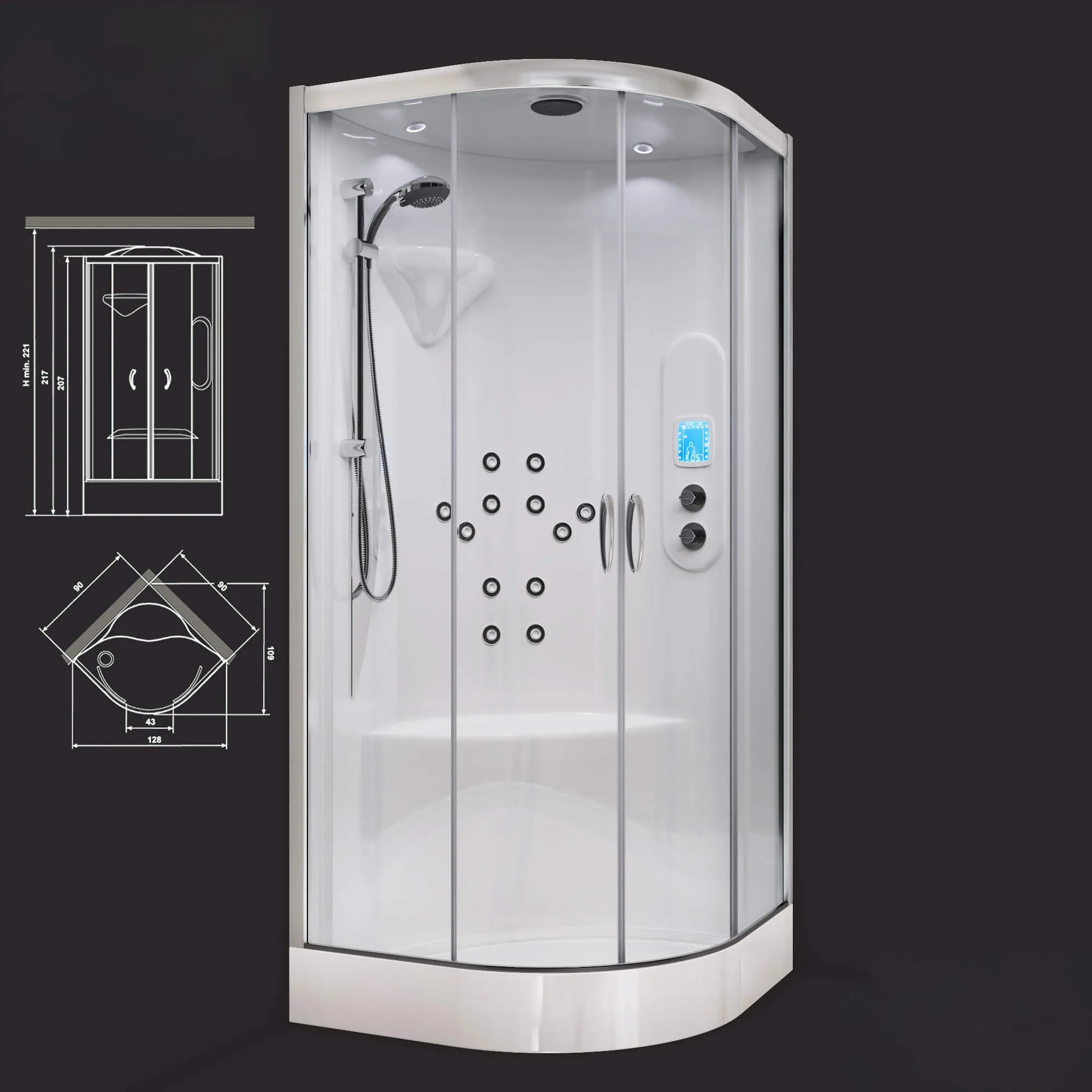 bathroom – Shower cubicle with hydromassage Hafro New Bi-Size 3D Model