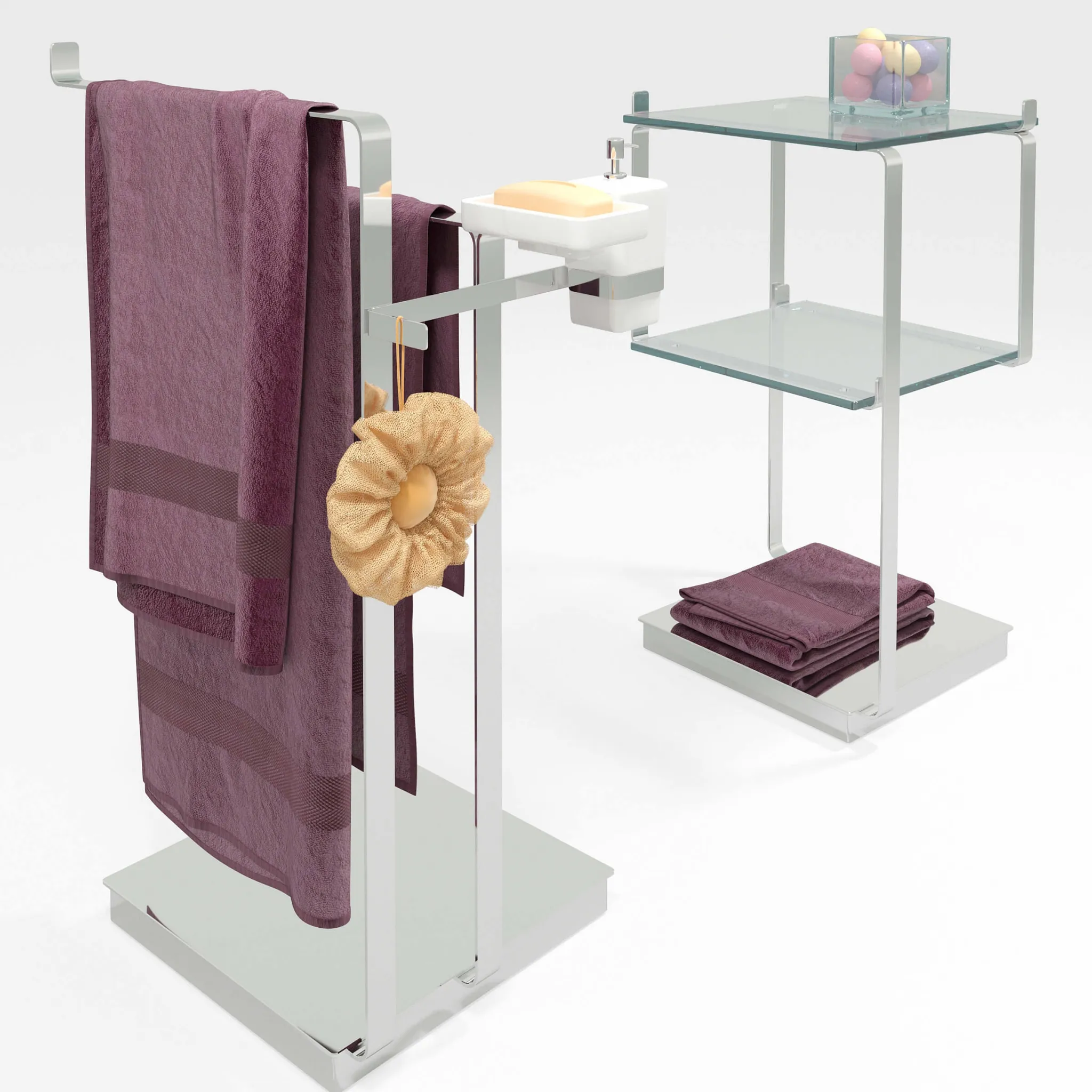 bathroom – Stand for towels and table 3D Model