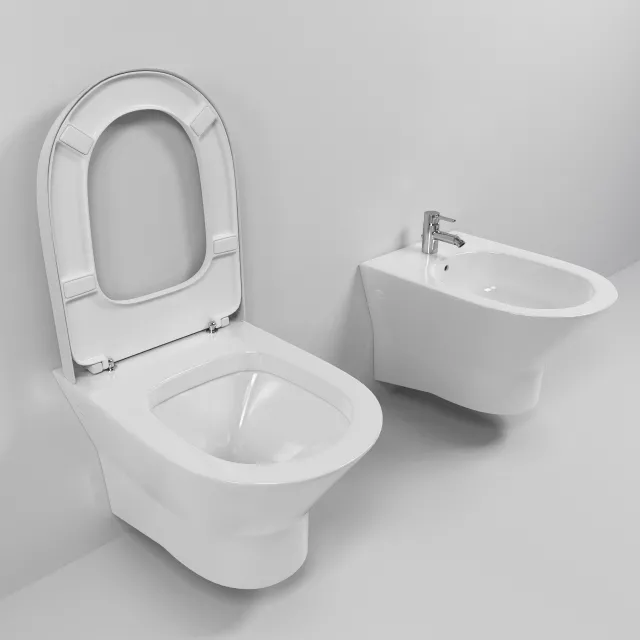 bathroom – Suspended toilet and bidet Roca Nexo 3D Model