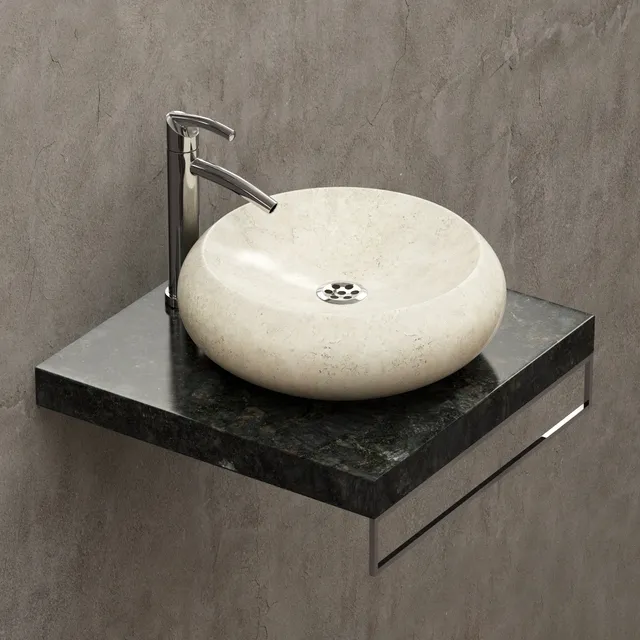 bathroom – Tex stone washbasin cricle 3D Model bathroom – Tex stone washbasin cricle 3D Model