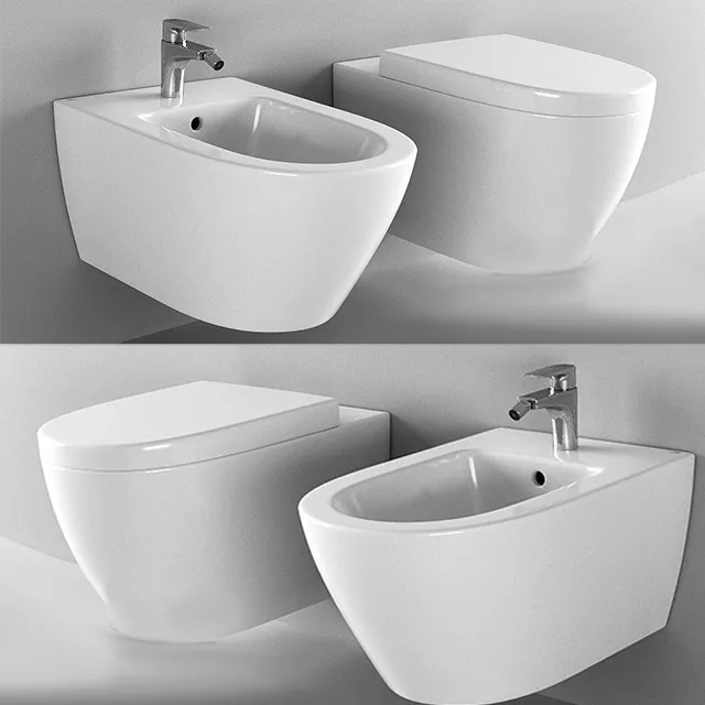 bathroom – The toilet and bidet Villeroy and Boch Subway 3D Model