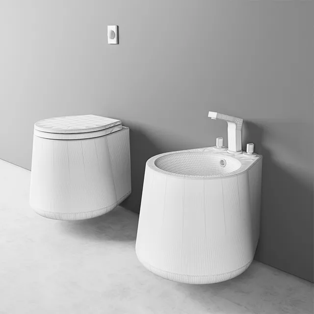 bathroom – Toilet and  Bidet 3D Model