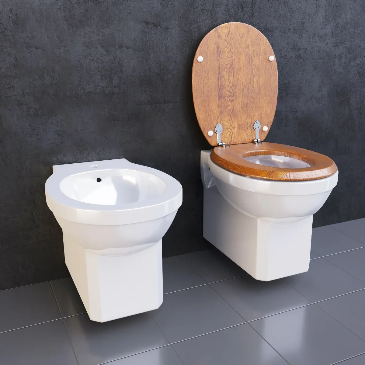 bathroom – Toilet and  bidet 58 3D Model