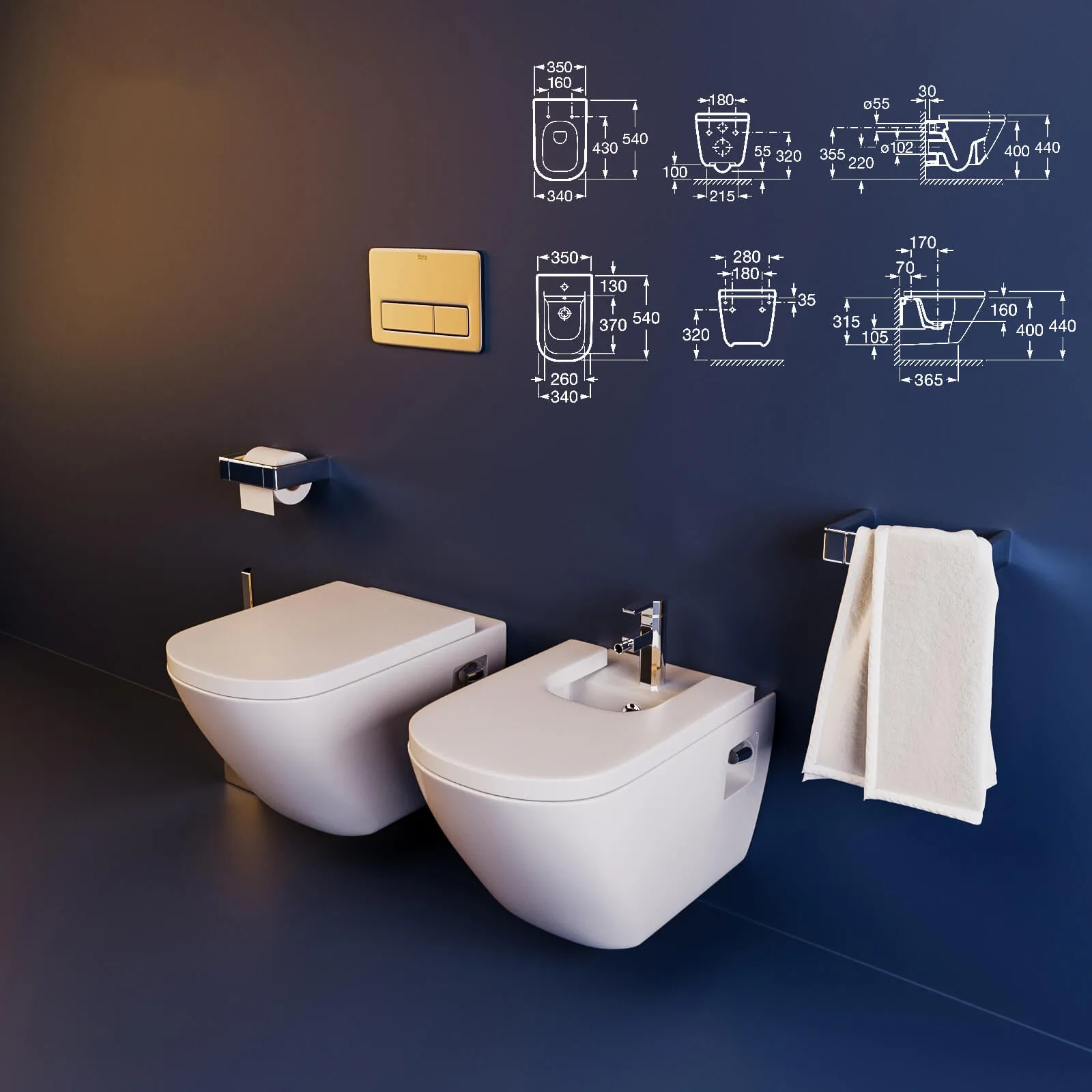 bathroom – Toilet and bidet Roca The Gap 3D Model