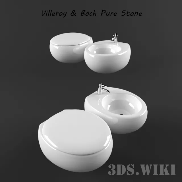 bathroom – Toilet and Bidet Villeroy & Boch – Pure-Stone 3D Model