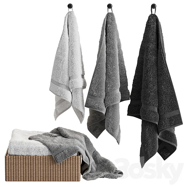 Bathroom Towel Set 09 3D Model