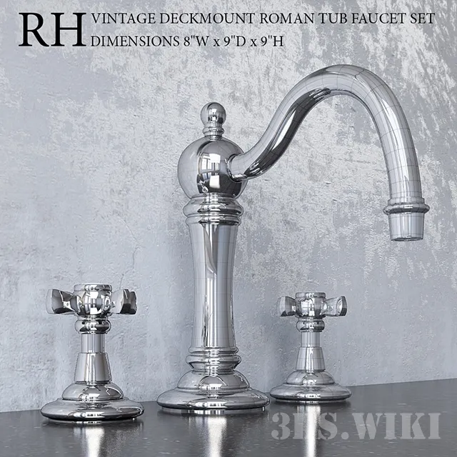 bathroom – VINTAGE DECKMOUNT ROMAN TUB FAUCET SET 3D Model bathroom – VINTAGE DECKMOUNT ROMAN TUB FAUCET SET 3D Model