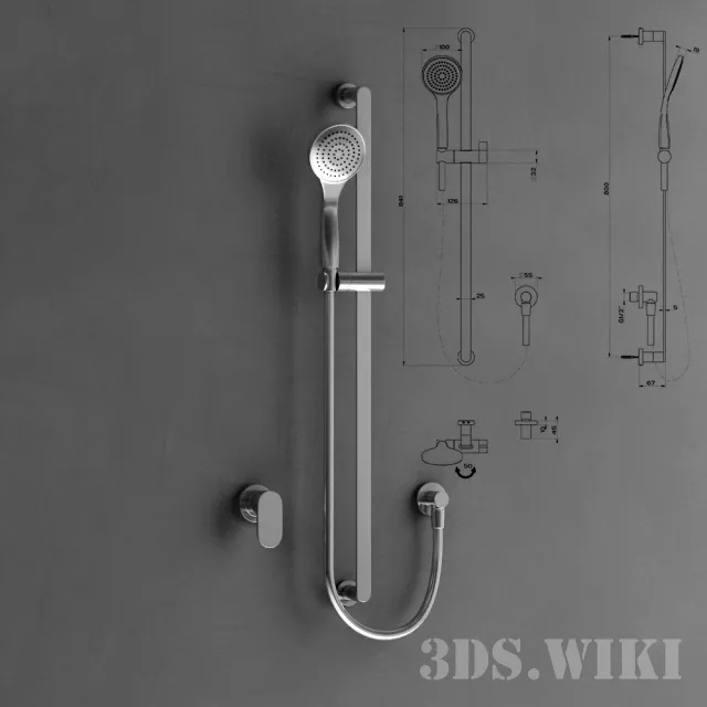 bathroom – Wall-mounted shower Gessi Emporio 3D Model bathroom – Wall-mounted shower Gessi Emporio 3D Model