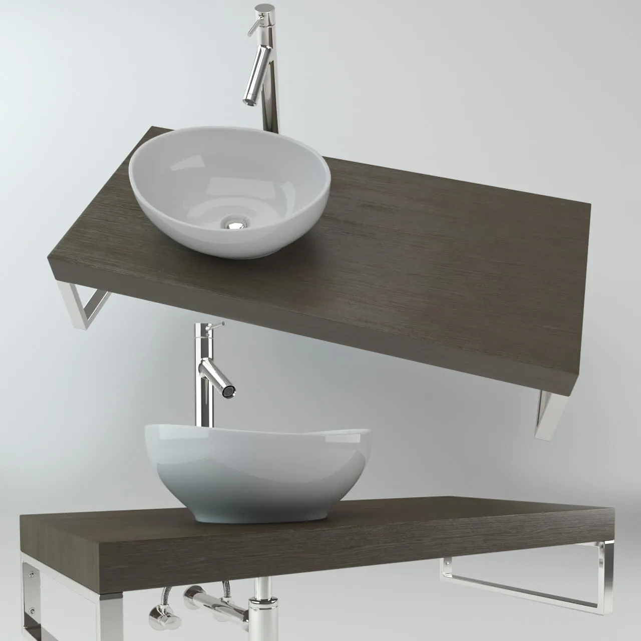 bathroom – Wash basin on the wooden plate 2 3D Model bathroom – Wash basin on the wooden plate 2 3D Model