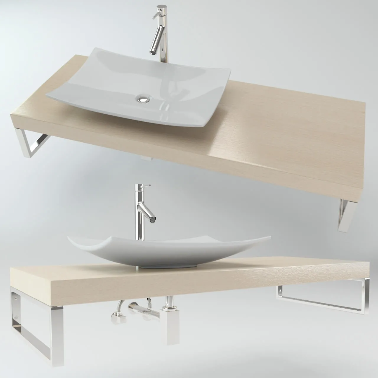 bathroom – Wash basin on the wooden plate 3D Model bathroom – Wash basin on the wooden plate 3D Model