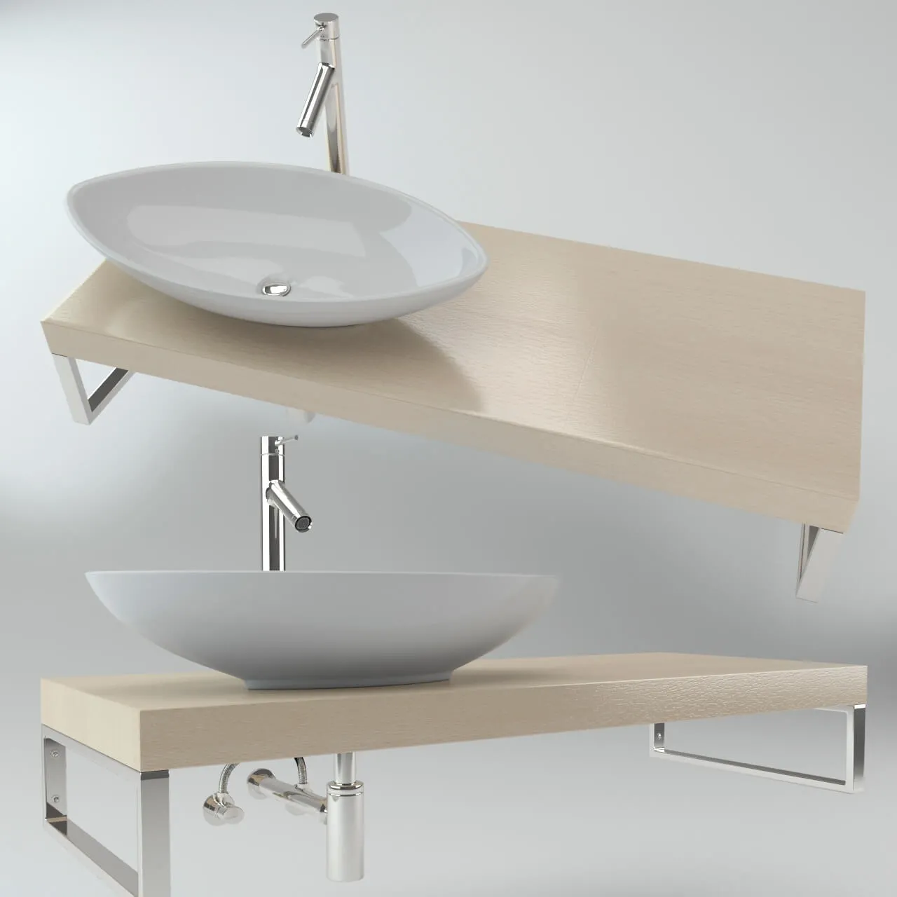 bathroom – Washbasin on the wooden plate 3 3D Model bathroom – Washbasin on the wooden plate 3 3D Model