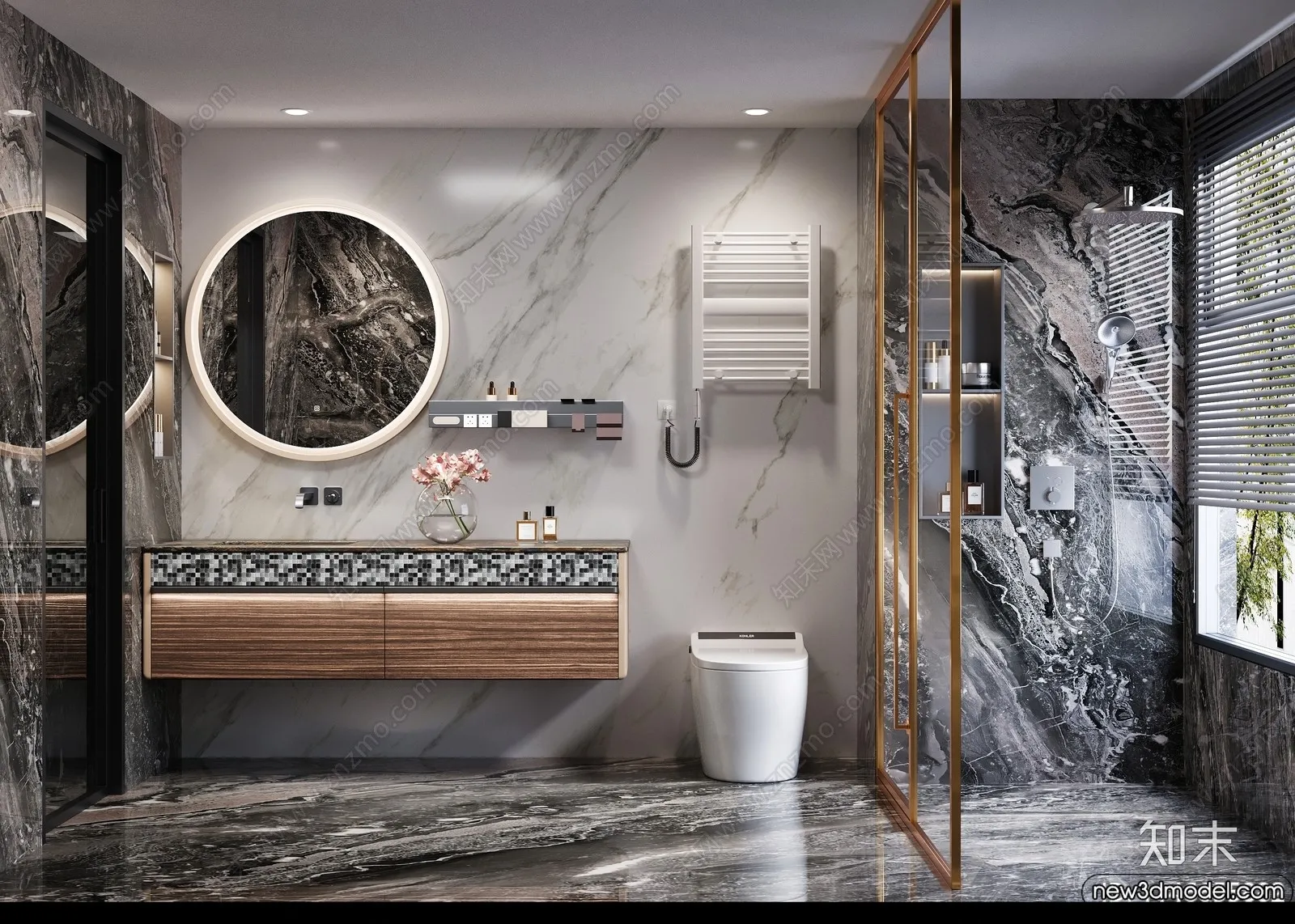 Bathroom – WC – Restroom – 3D Interior Scene – Modern Style – 143