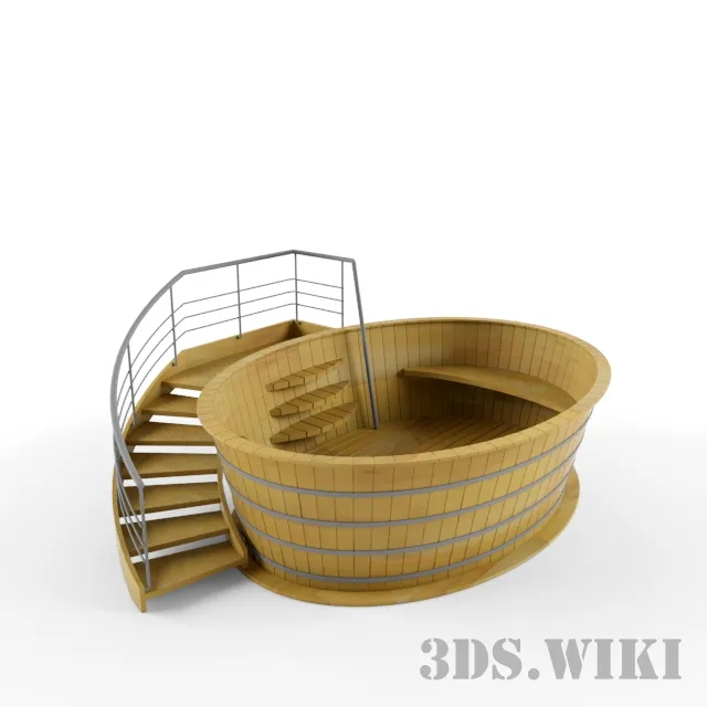 bathroom – Wooden hot tub 3D Model bathroom – Wooden hot tub 3D Model