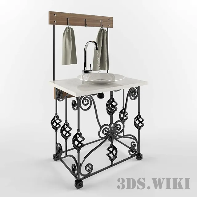 bathroom – Wrought iron washbasin 3D Model bathroom – Wrought iron washbasin 3D Model