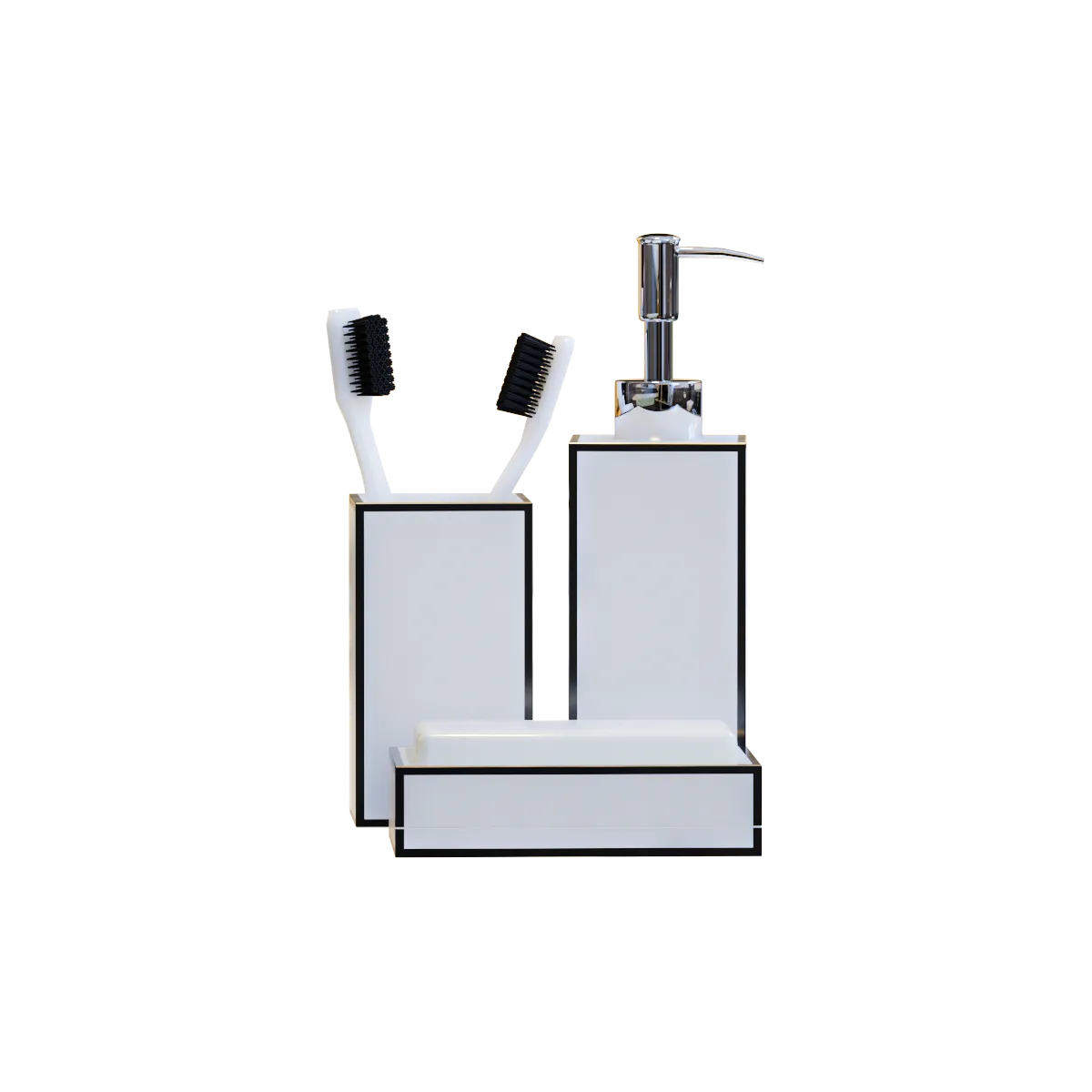 bathroom – Zara Home black and white bathroom set 3D Model