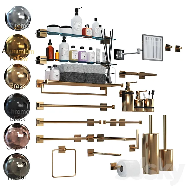 bathrooom accessories set 01 3D Model bathrooom accessories set 01 3D Model