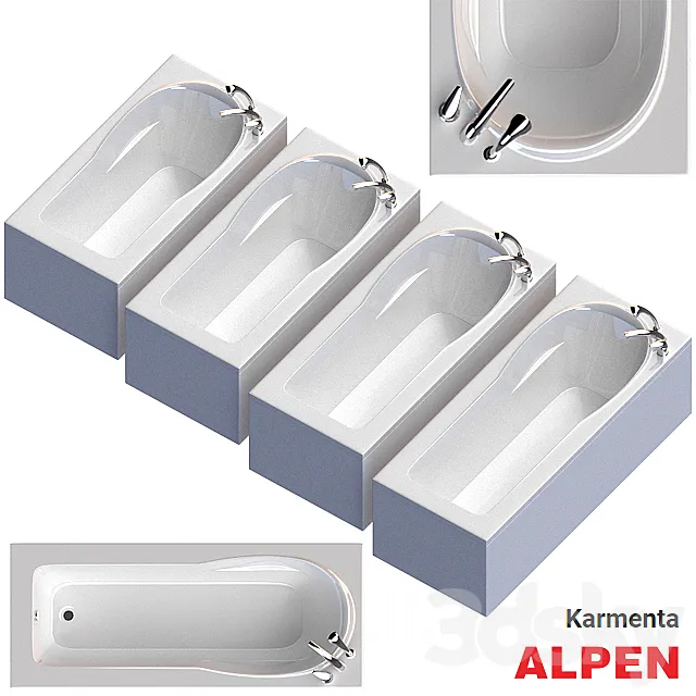 Bathtub Alpen Karmenta Set 3D Model