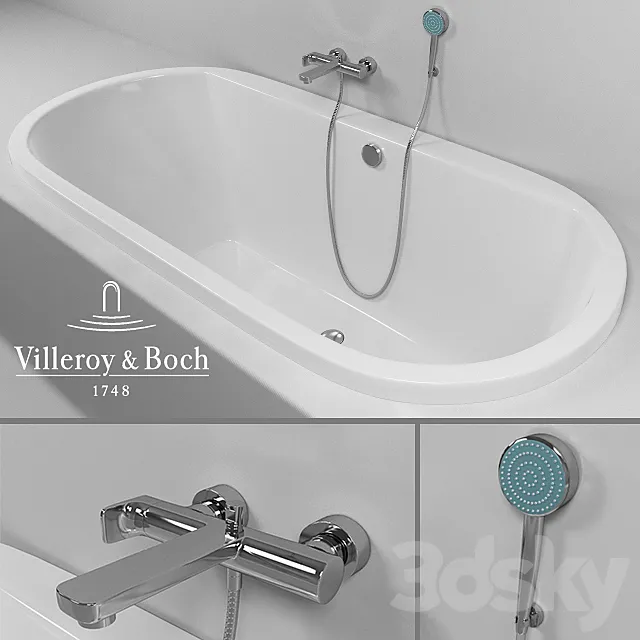 Bathtub Villeroy & Boch Subway. mixer Villeroy & Boch Cult 3DModel