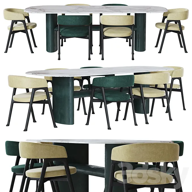 Baxter Corinne chair and Baxter Ellipse table 3DModel Baxter Corinne chair and Baxter Ellipse table 3DModel