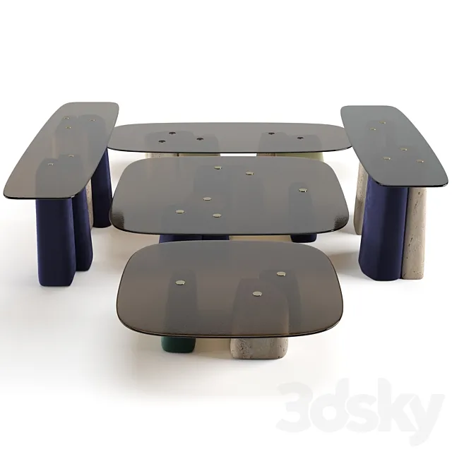 Baxter Fany coffee tables set 3D Model