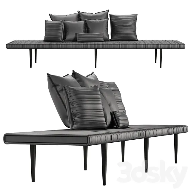Baxter garcon bench and pillows 3D Model Baxter garcon bench and pillows 3D Model