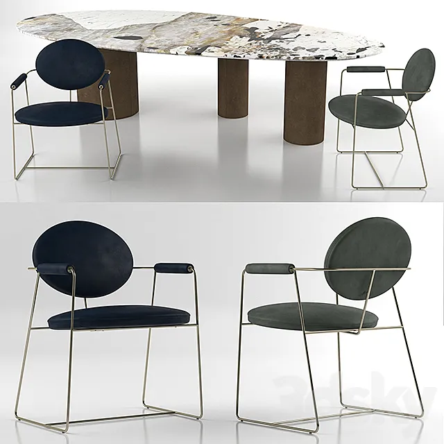 Baxter Gemma chair and Baxter Lagos table 3DModel Baxter Gemma chair and Baxter Lagos table 3DModel