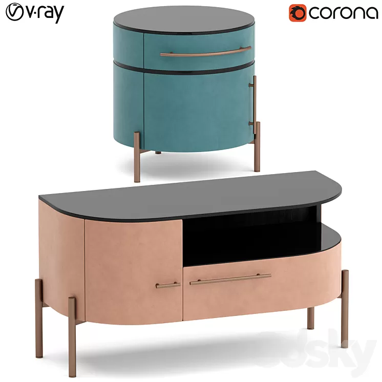 Baxter Plisse small tables 3D Model Baxter Plisse small tables 3D Model