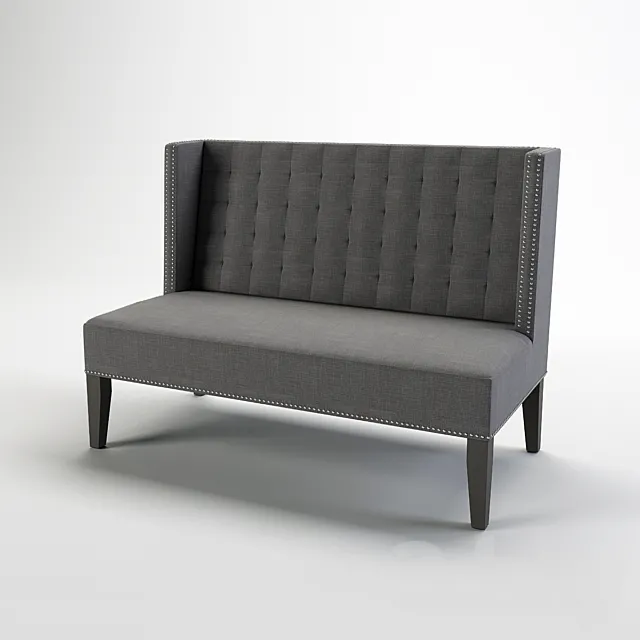 Baxton Owstynn Gray Linen Modern Banquette Bench 3DModel