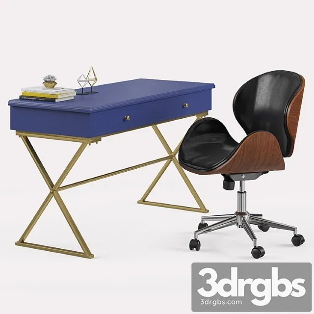 Baxton studio bruce modern office chair with linon campaign desk 2 3D Model Download Baxton studio bruce modern office chair with linon campaign desk 2 3D Model Download