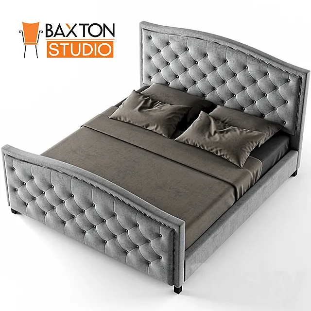 Baxton Studio Fawner Queen Upholstered Arched Platform Bed Gray 3D Model Baxton Studio Fawner Queen Upholstered Arched Platform Bed Gray 3D Model