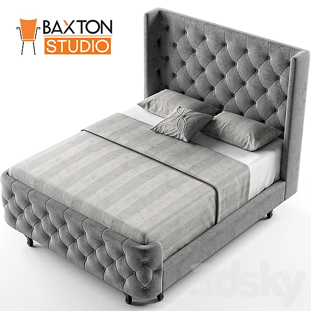 Baxton Studio Regina Wood Contemporary Bed Queen 3D Model