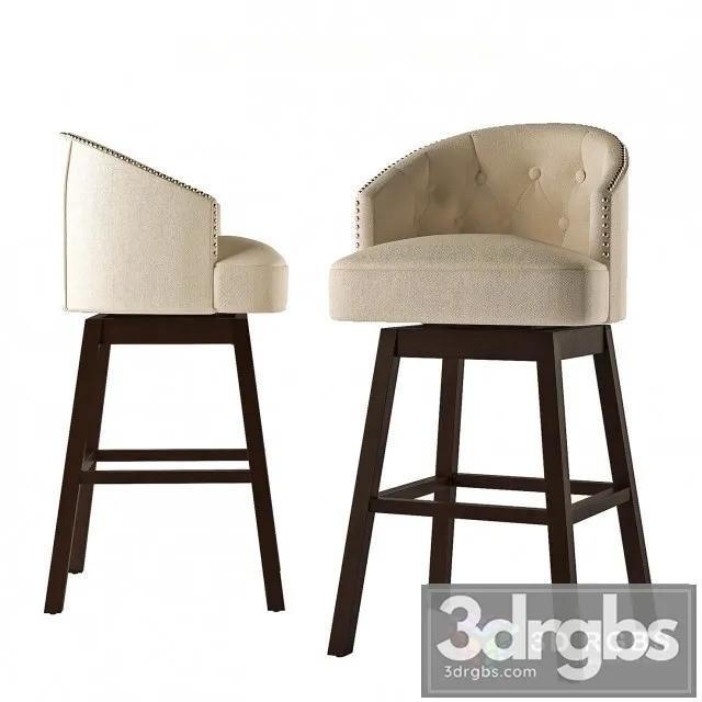 Baxton Studio Theron Transitional Wood Swivel Bar Stool 3D Model Download