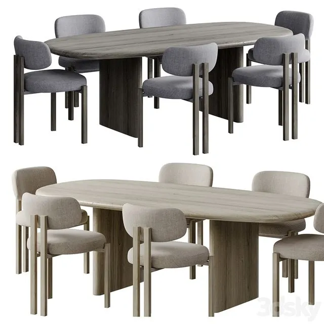 Bay Chair and Sakurai Dining Table 3D Model