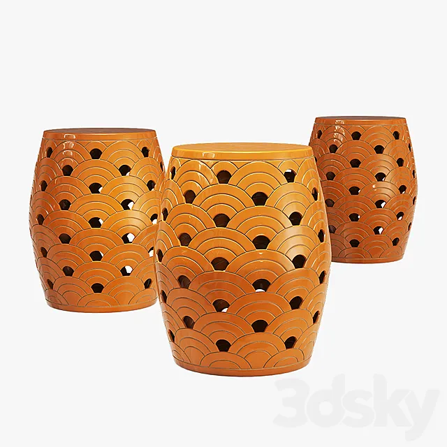 Bay isle home wave garden stool 3D Model