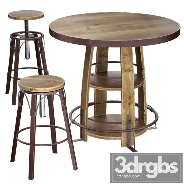 Bayshore Pub Table Set 3D Model Download