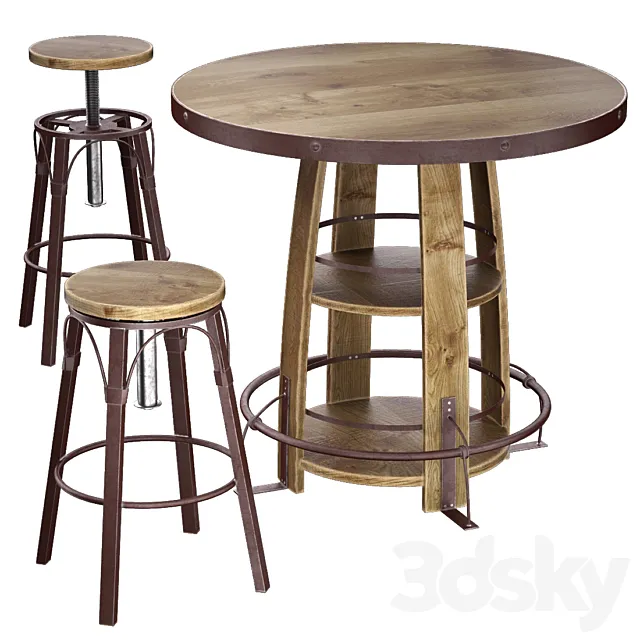 Bayshore Pub Table Set 3D Model Bayshore Pub Table Set 3D Model